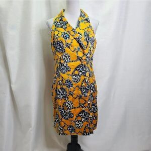 The Sang Golden Yellow Sleeveless Button Front Midi Dress Size Large